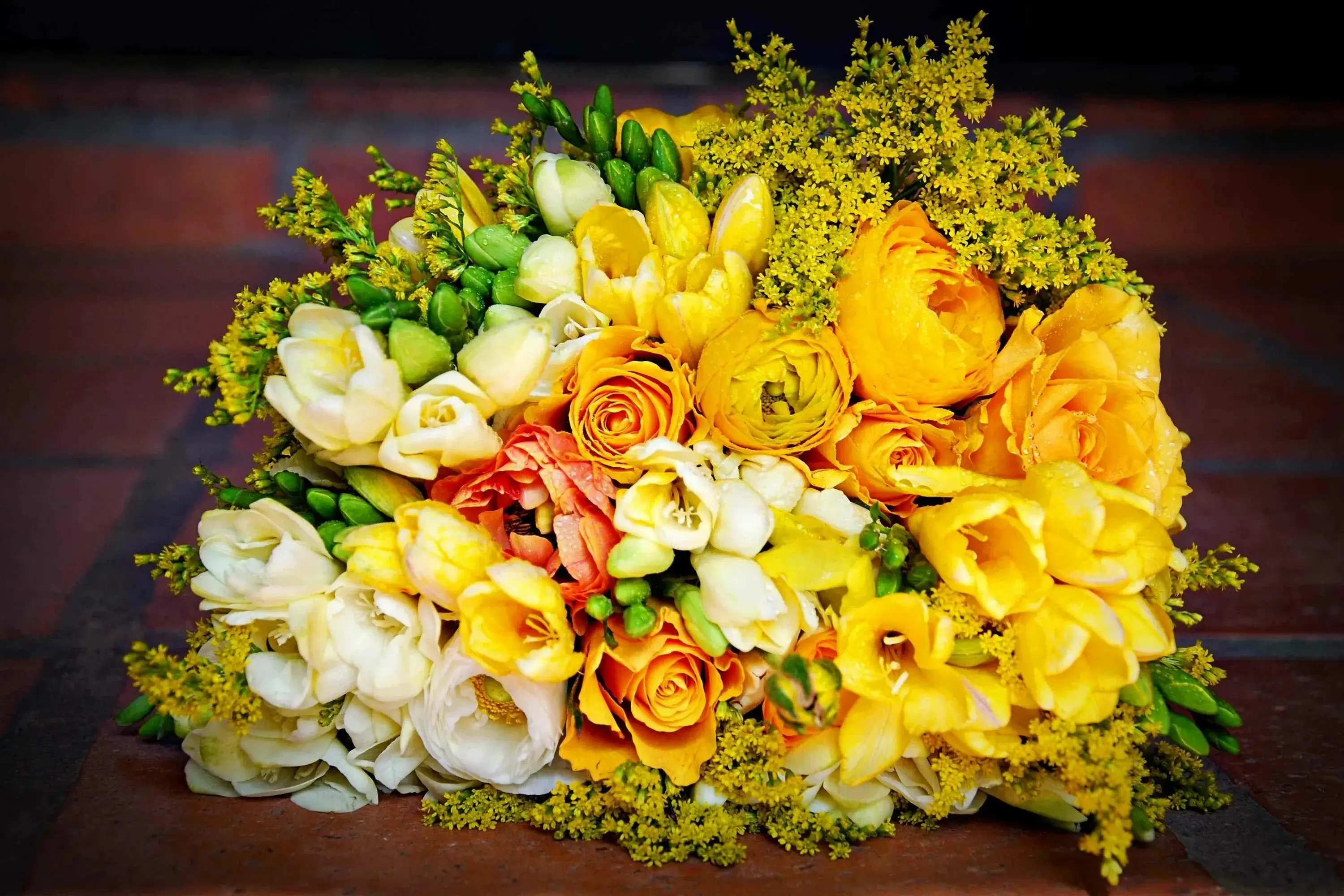A bright yellow bouquet