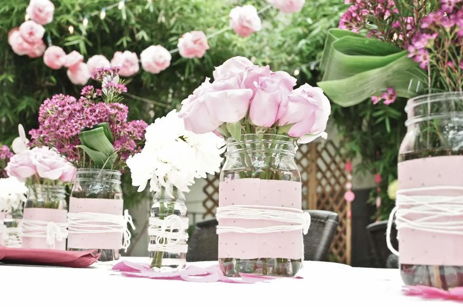 Lush, romantic wedding centerpiece